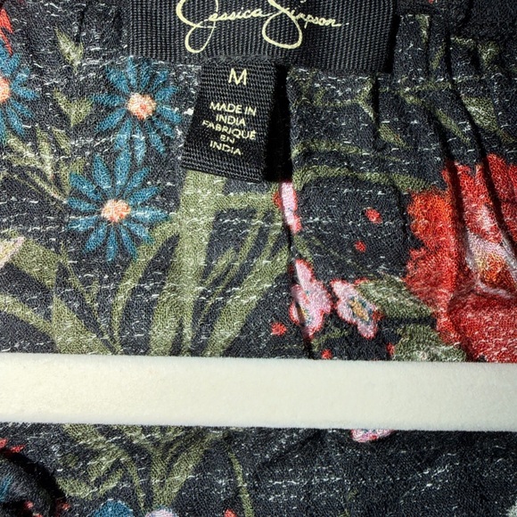 Jessica Simpson Black Floral & Bird Ruffle V-Neck Blouse - Picture 2 of 4